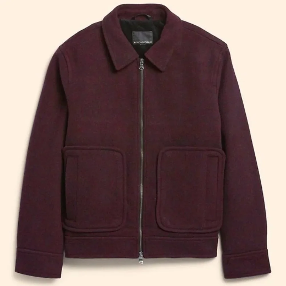Banana Republic Burgundy Wool Blend Short Jacket